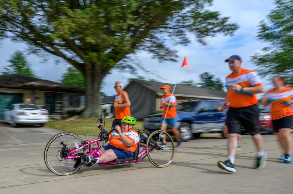 Amanda Wolf and friends taking part in a fundraising run for World Vision in Indiana, USA. 