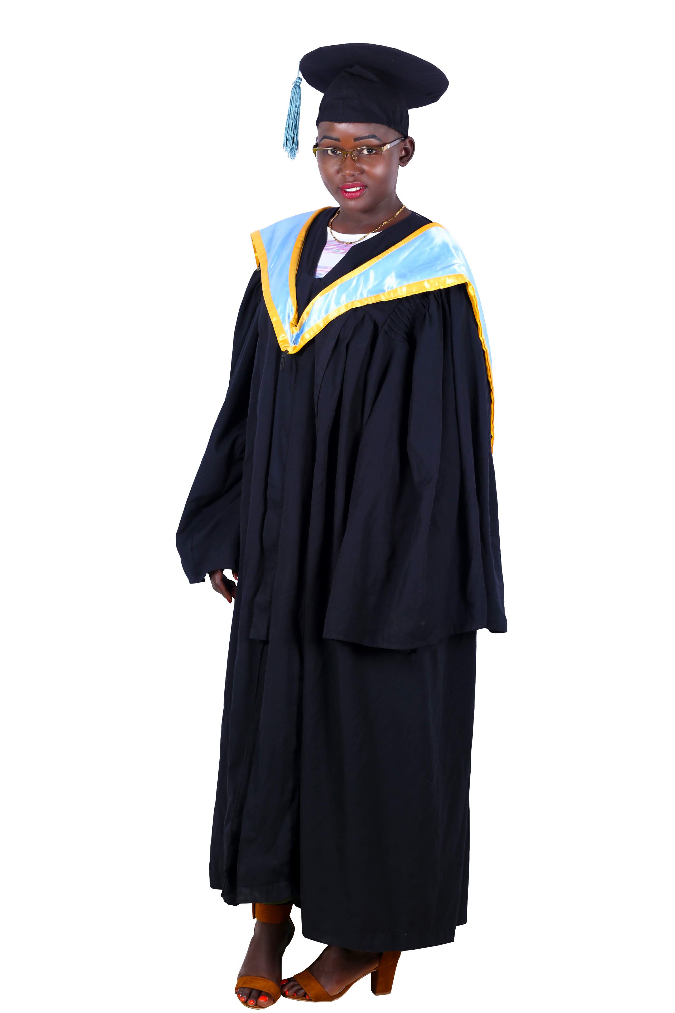 Pauline in cap and gown for her university graduation