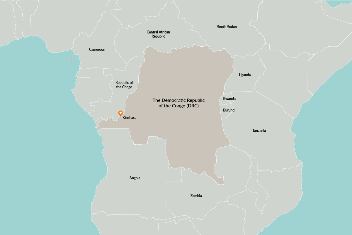 Map of the Democratic Republic of the Congo (DRC)