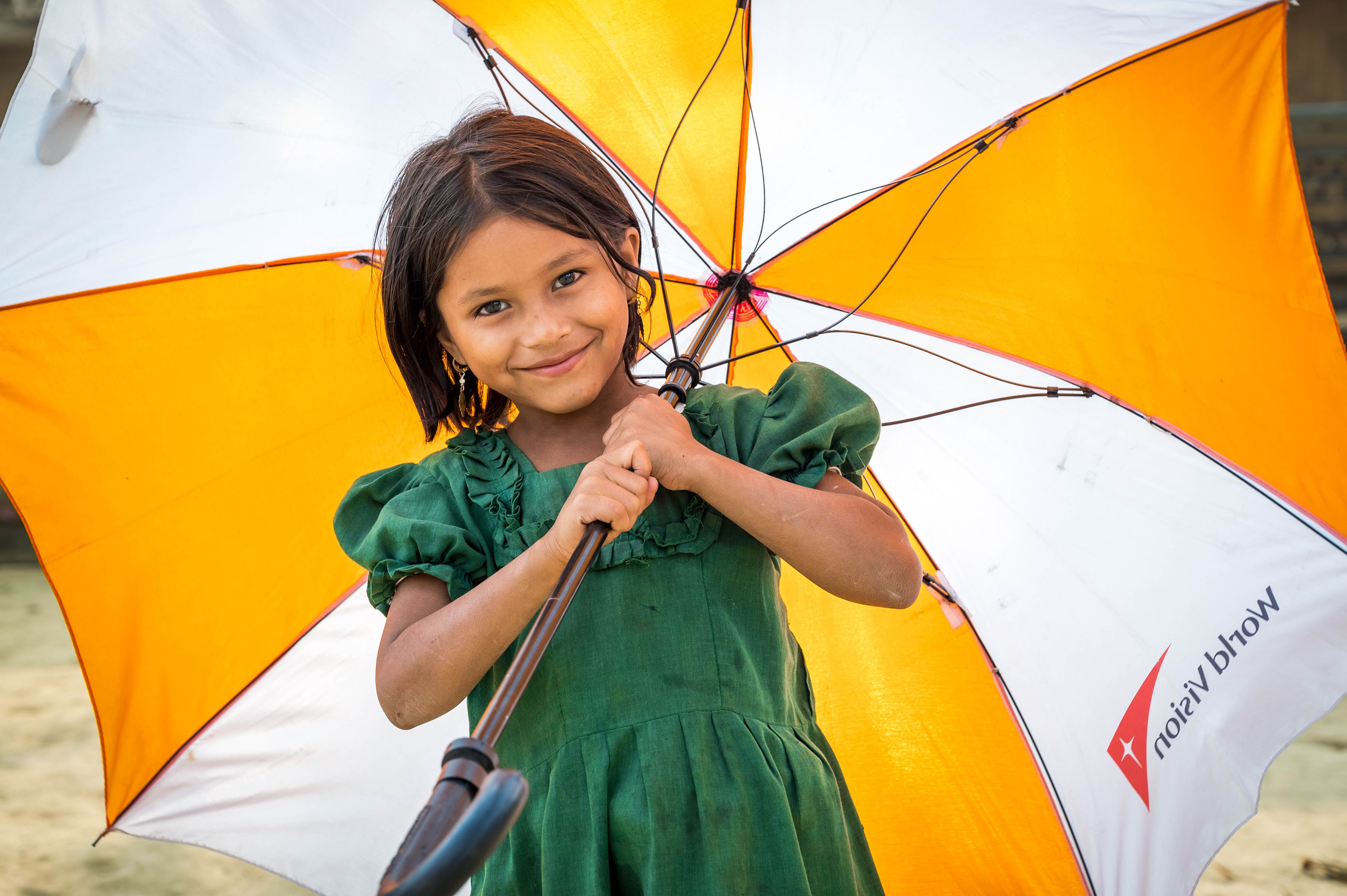 Rohingya refugee girl goes to a World Vision child friendly space to play and learn