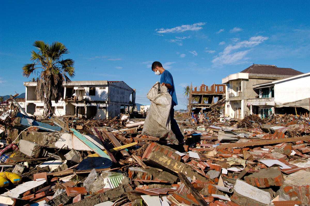 The devastating aftermath of the 2004 Boxing Day Tsunami, which affected millions across Southeast Asia