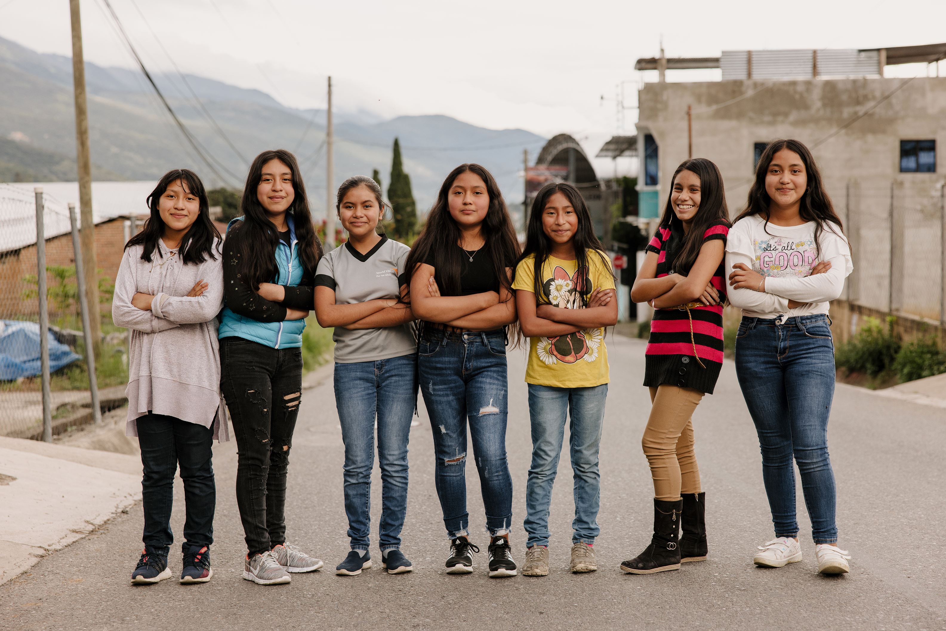 A group of children from the community in Guatemala
